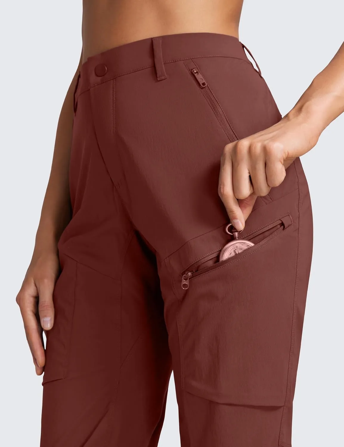 CRZ YOGA UPF 50  Hiking Cargo Pants Women Water Resistant Lightweight Outdoor Athletic Joggers with 4 Zipper Pockets