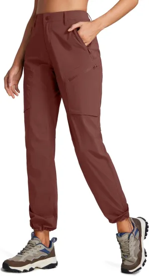 CRZ YOGA UPF 50  Hiking Cargo Pants Women Water Resistant Lightweight Outdoor Athletic Joggers with 4 Zipper Pockets