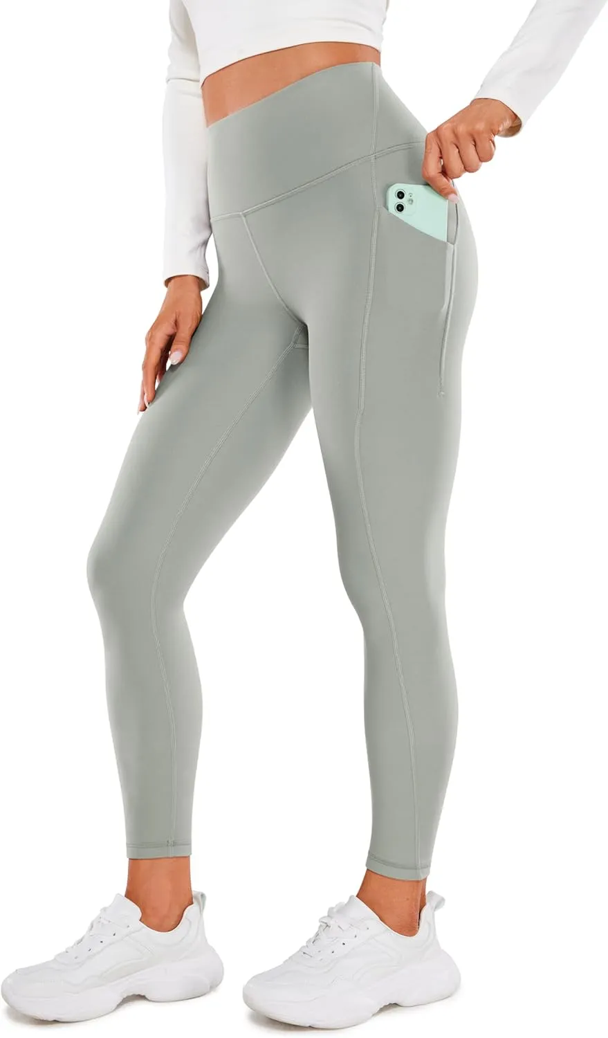 CRZ YOGA Womens Fleece Lined Leggings with Pockets 26.5" - Winter Thermal Warm Soft Water Resistant Casual Lounge Pants