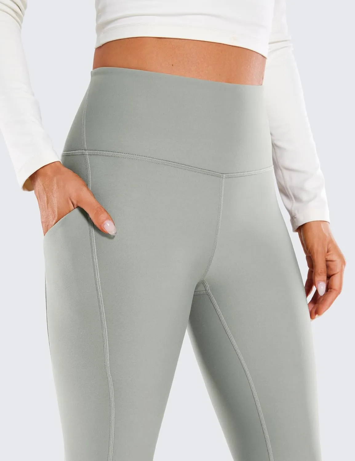 CRZ YOGA Womens Fleece Lined Leggings with Pockets 26.5" - Winter Thermal Warm Soft Water Resistant Casual Lounge Pants