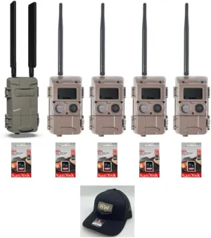 Cuddeback 1 Model L Series Home Unit Powered by Verizon or AT&T 4 Blackflash L Series Cameras 5 16GB SD Cards 1 Hunters Warehouse Hat New