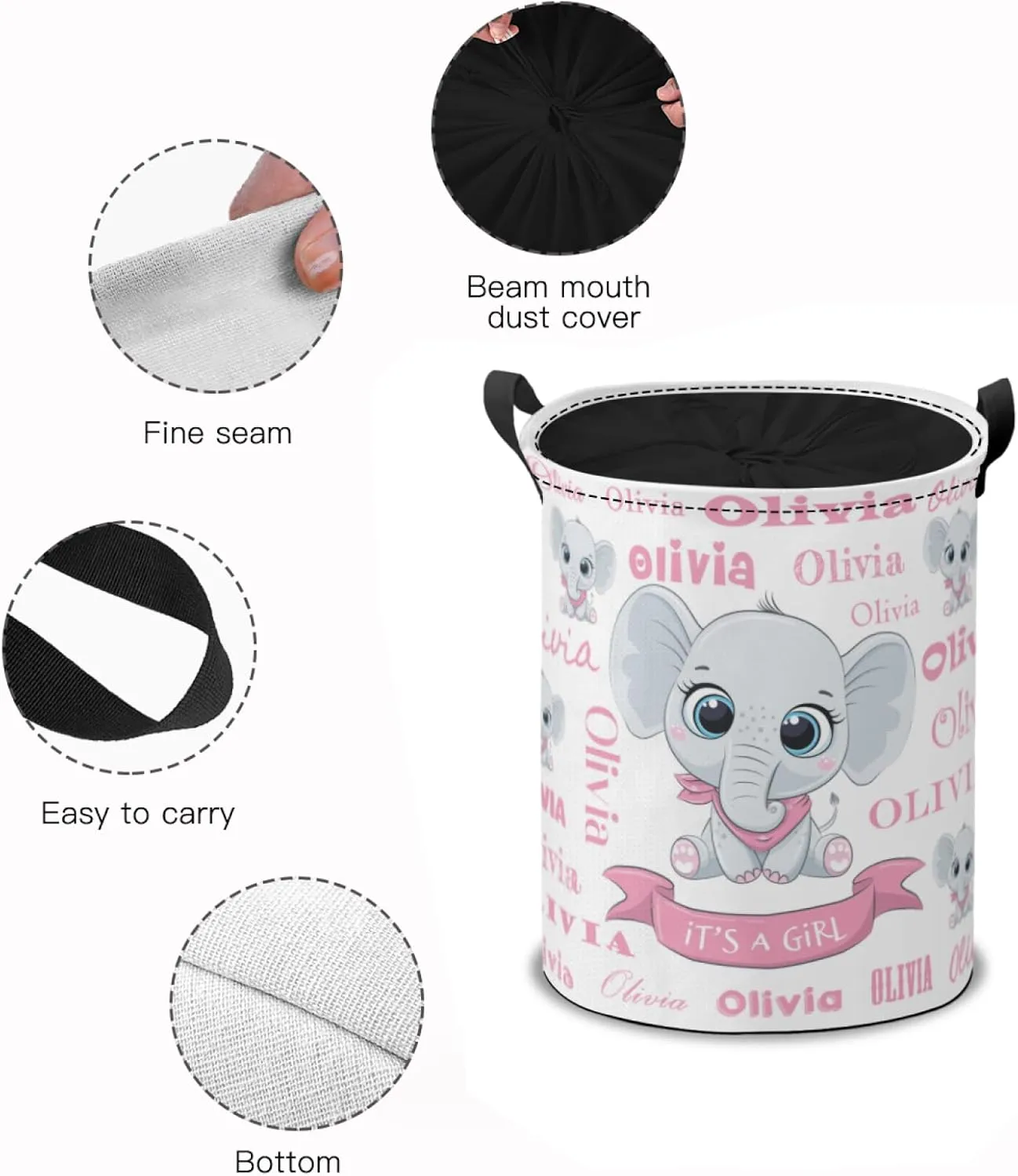 Custom Name Laundry Hamper Basket, Personalized Collapsible Portable Laundry Bag with Name, Storage Bins Baskets, Baby Boys Girls Laundry Basket,Toys Storage Basket, Gifts Basket, Bedroom Home Decor