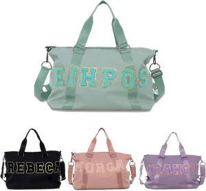 ,Custom Sport Gym Bags,Ballet Bag,Sewing Chenille Letters Travel Duffel Bag