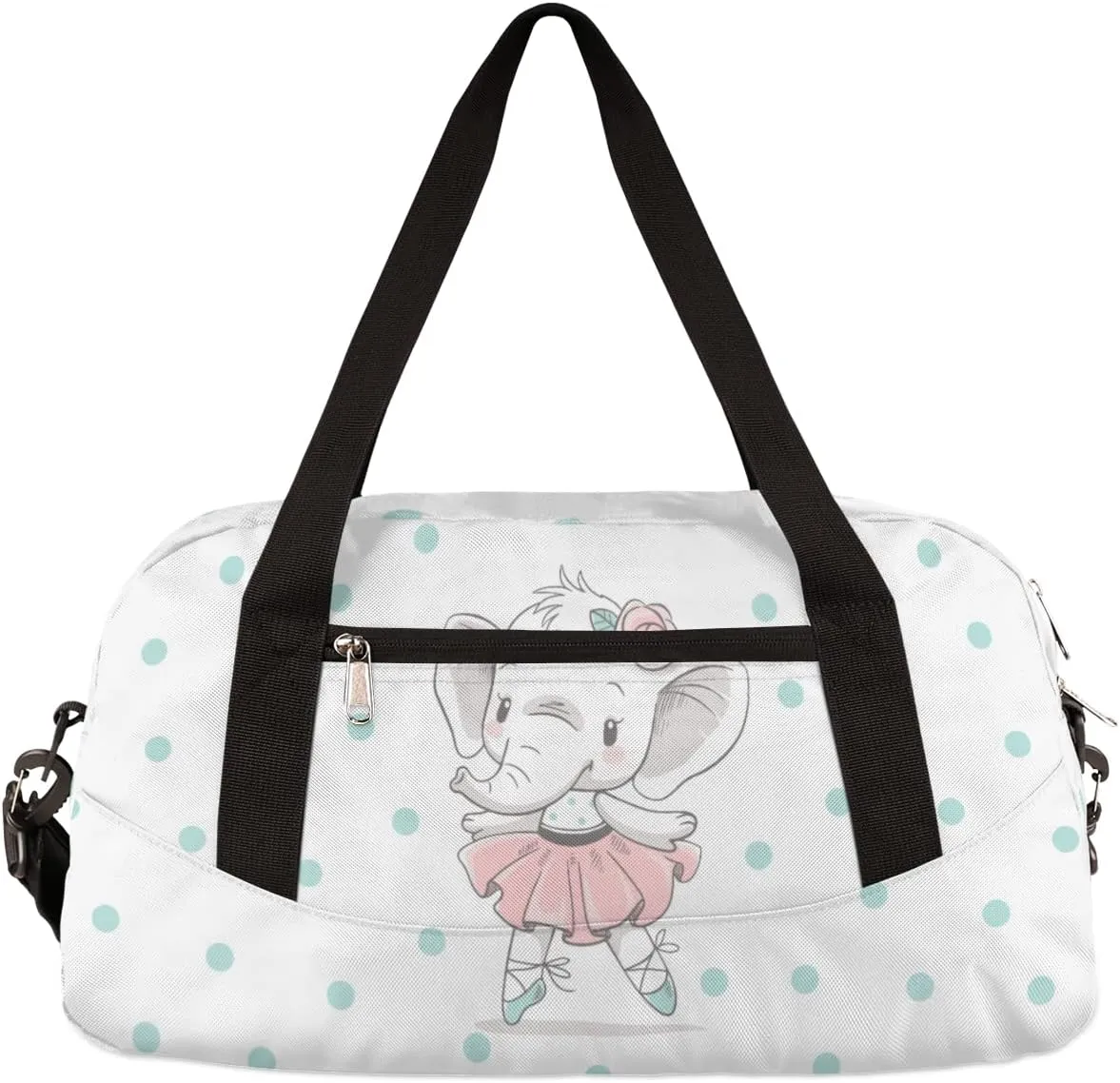 Cute Baby Elephant Kids Duffel Bag for Girls Boys Teens, FLower Dance Bag Overnight Small Duffel Bag Carry On Weekend Sports Gym Travel Bag for School Practice Gymnastics Ballet