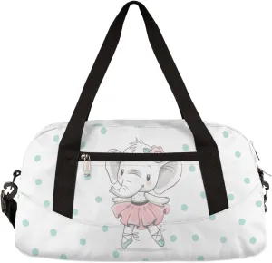 Cute Baby Elephant Kids Duffel Bag for Girls Boys Teens, FLower Dance Bag Overnight Small Duffel Bag Carry On Weekend Sports Gym Travel Bag for School Practice Gymnastics Ballet