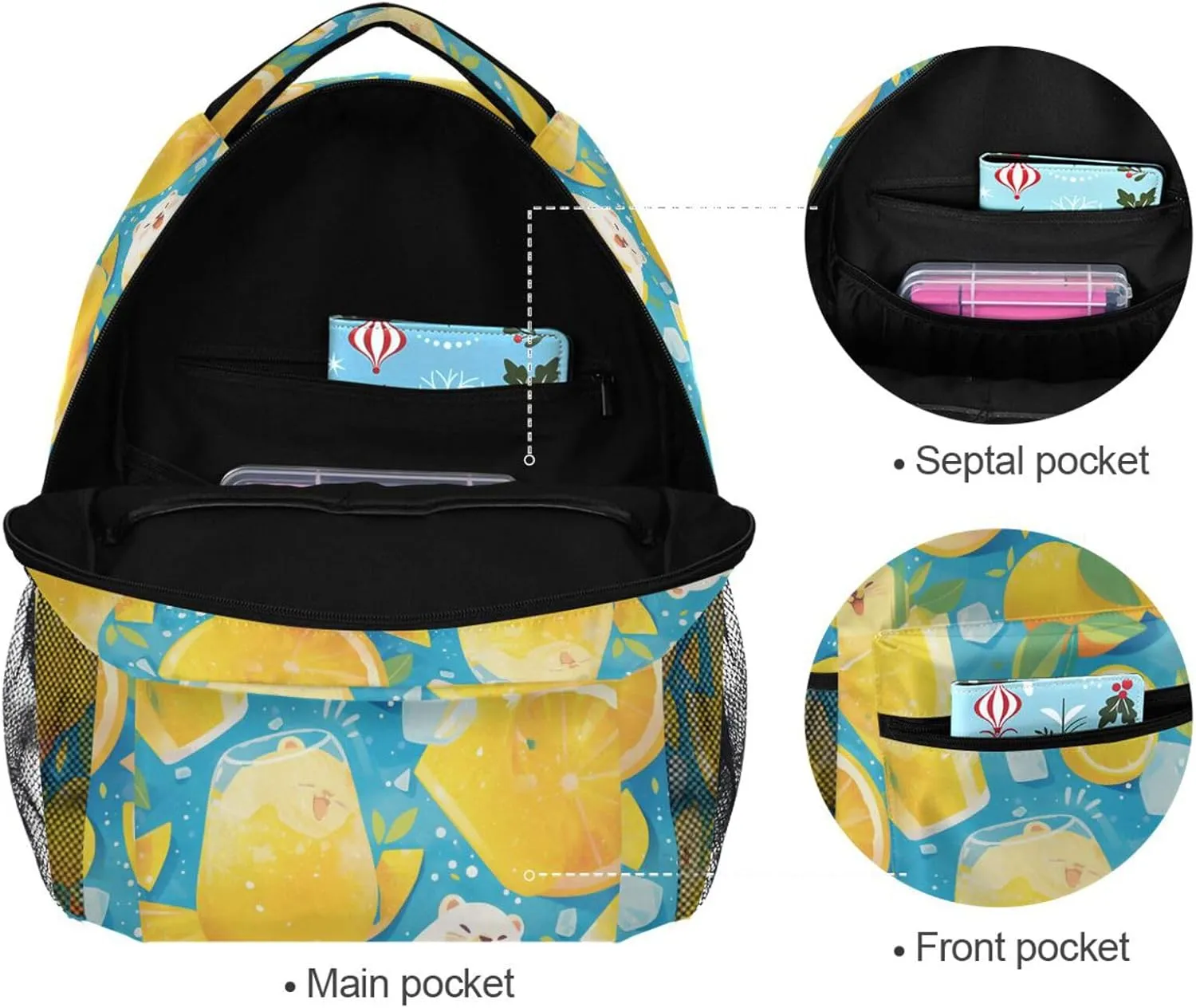 Cute Backpack for Men and Women Fashion Diaper Bag Backpack with Chest Strap for College Work Lemons & Limes Style