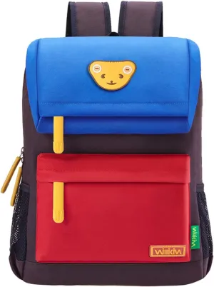 Cute Bear Kids School Backpack for Children Elementary School Bags Girls Boys Bookbags (Azure/Red/Coffee, Medium)