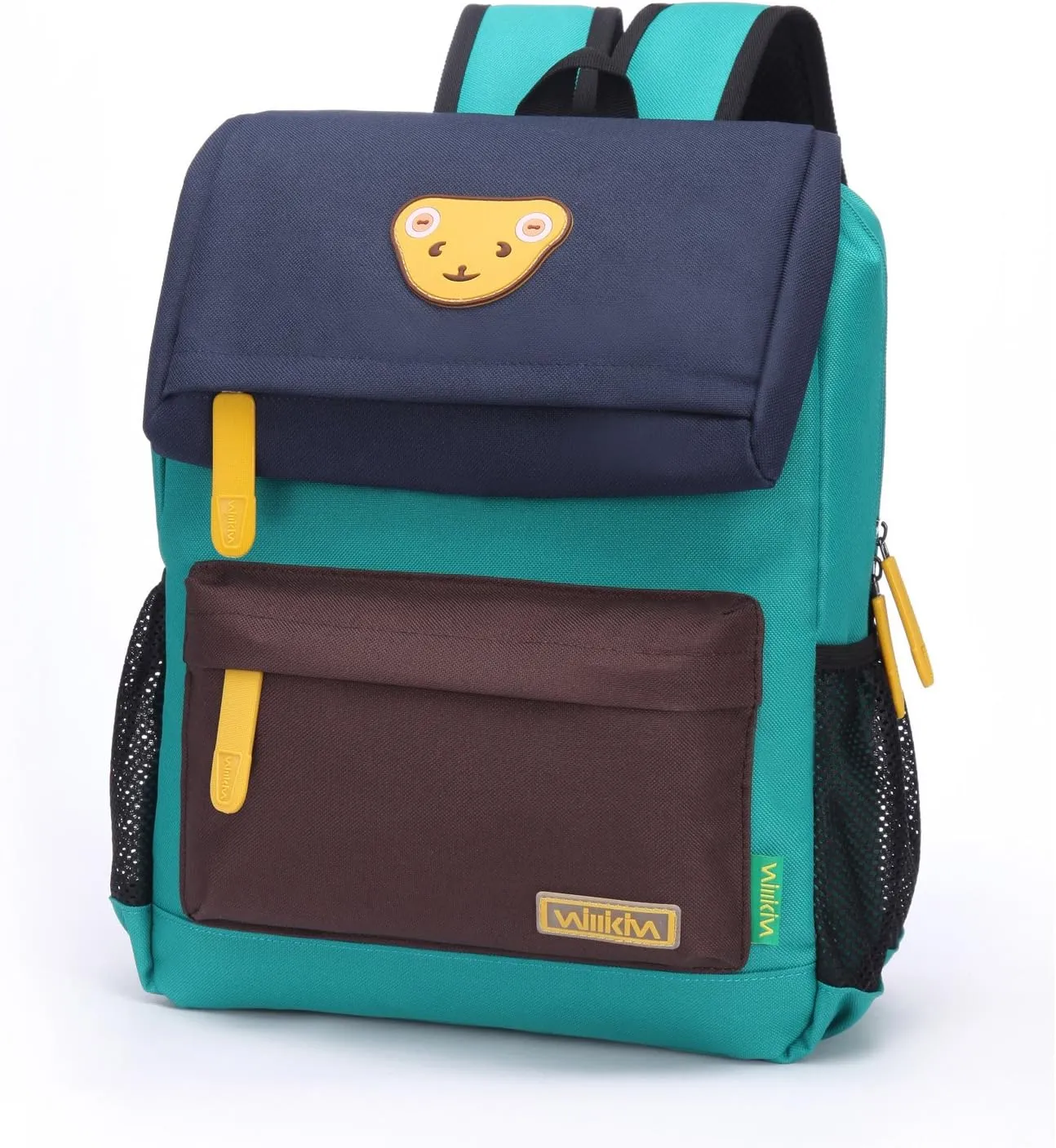Cute Bear Kids School Backpack for Children Elementary School Bags Girls Boys Bookbags (Dark Blue/Coffee/Green, Medium)