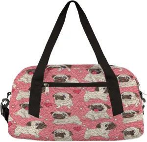 Cute Bulldog Dog Love Heart Kids Duffel Bag for Girls Boys Teens, Dog Oil Painting Dance Bag Overnight Small Duffel Bag Carry On Weekend Sports Gym Travel Bag for School Practice Gymnastics Ballet