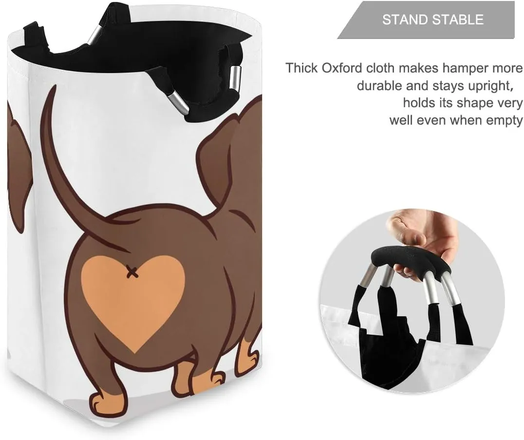 Cute Dachshund Dog Laundry Basket Clothes Hamper Collapsible Durable Dirty Clothes Large Storage Laundry Organizer