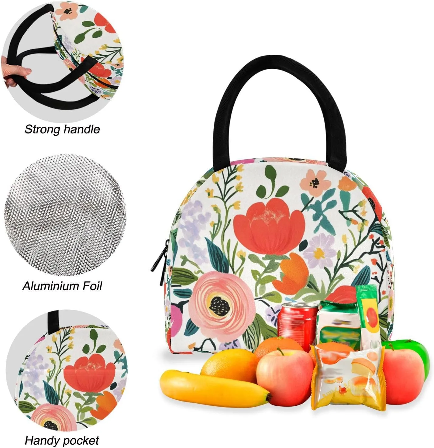 Cute Flower Floral Backpack Set with Lunch Bag for Girls Boys Elementary Primary School Kids Lightweight Daypack Set