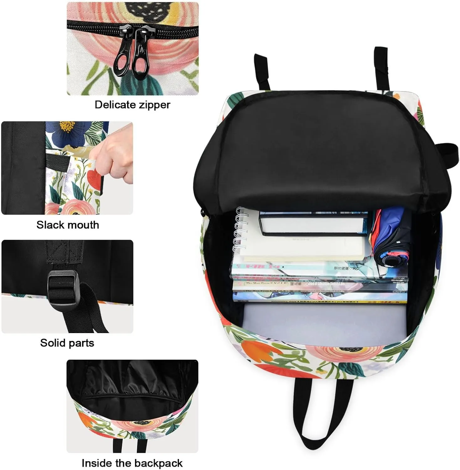 Cute Flower Floral Backpack Set with Lunch Bag for Girls Boys Elementary Primary School Kids Lightweight Daypack Set