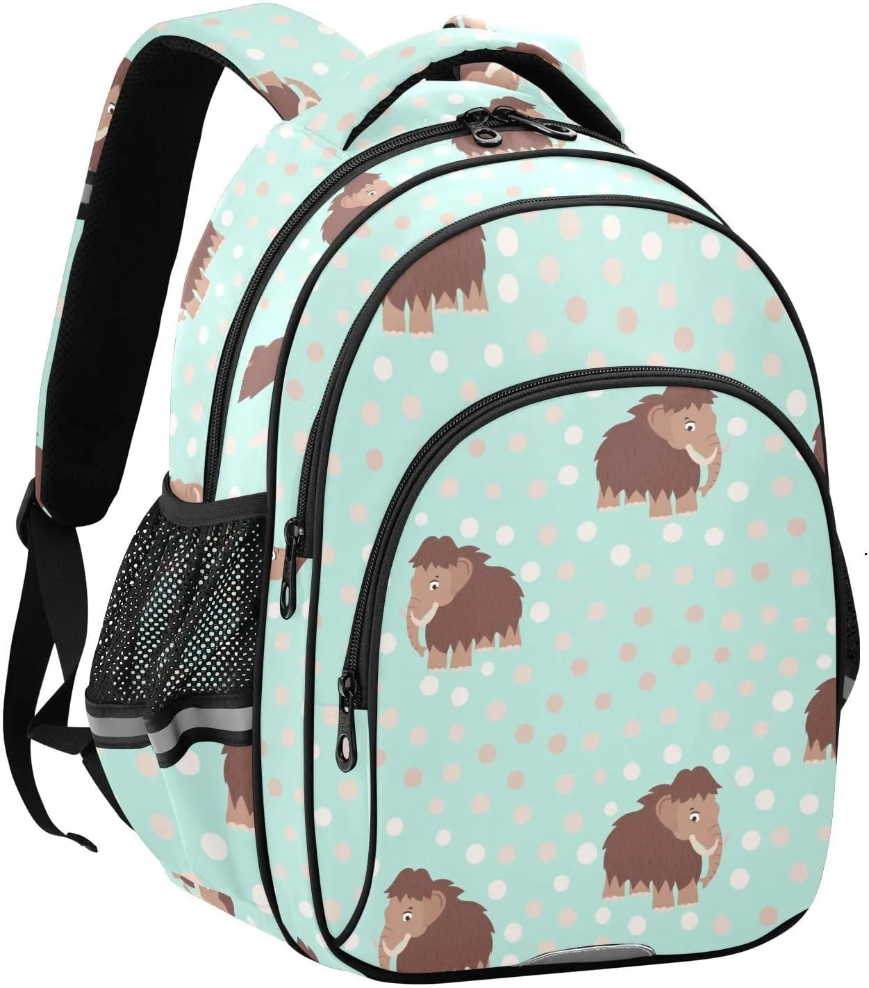 Cute Mammoth Pattern Backpack for Kids Elementary School Bag Boys Girls Bookbag Travel Backpack Daypack
