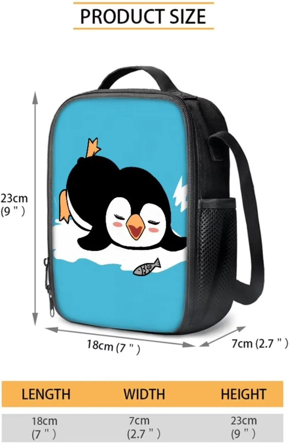 Cute Penguin School Bag With Lunch Box for Girls Boys Ages 8-10/10-12 Kids Bookbag Elementary Primary School Backpack Pencil Case Lunchbag Set 3 In 1 Back To School Bagpack Blue