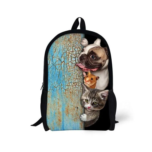 Cute Pet Dog Cat - Primary School Bag