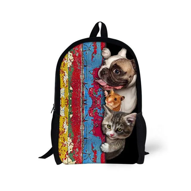 Cute Pet Dog Cat - Primary School Bag