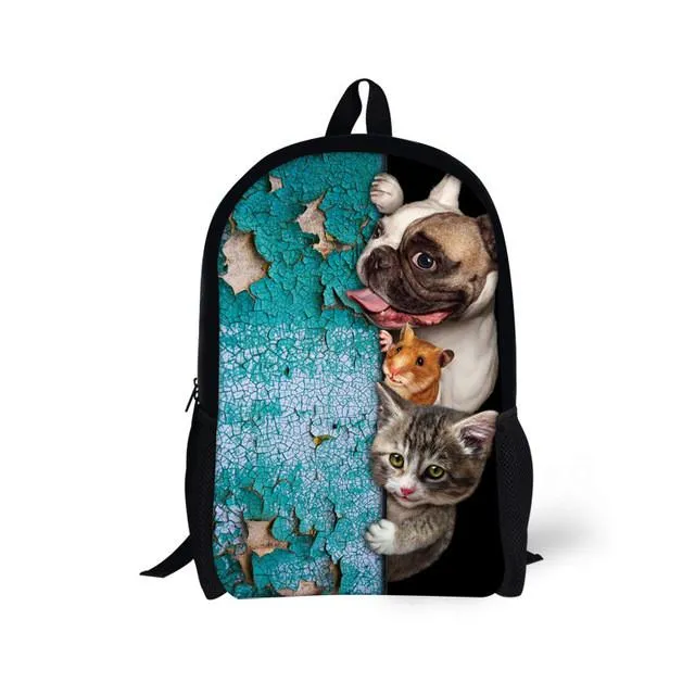 Cute Pet Dog Cat - Primary School Bag