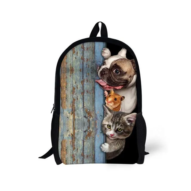 Cute Pet Dog Cat - Primary School Bag
