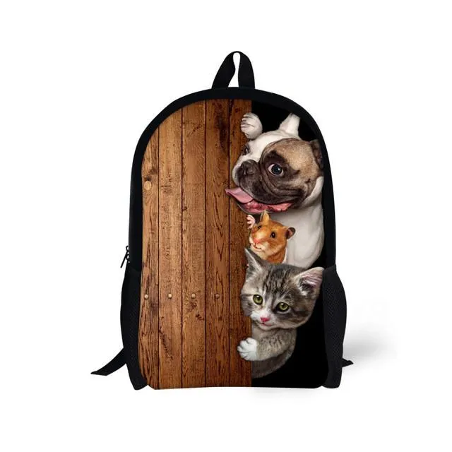 Cute Pet Dog Cat - Primary School Bag