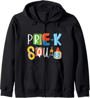 Cute Pre-K Squad Teachers Early Childhood PreSchool Spirit Zip Hoodie