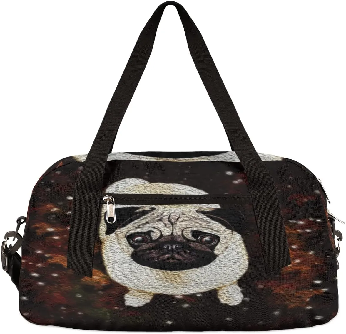 Cute Pug Dog Kids Duffel Bag for Girls Boys Teens, Pug Dog Oil Painting Dance Bag Overnight Small Duffel Bag Carry On Weekend Sports Gym Travel Bag for School Practice Gymnastics Ballet