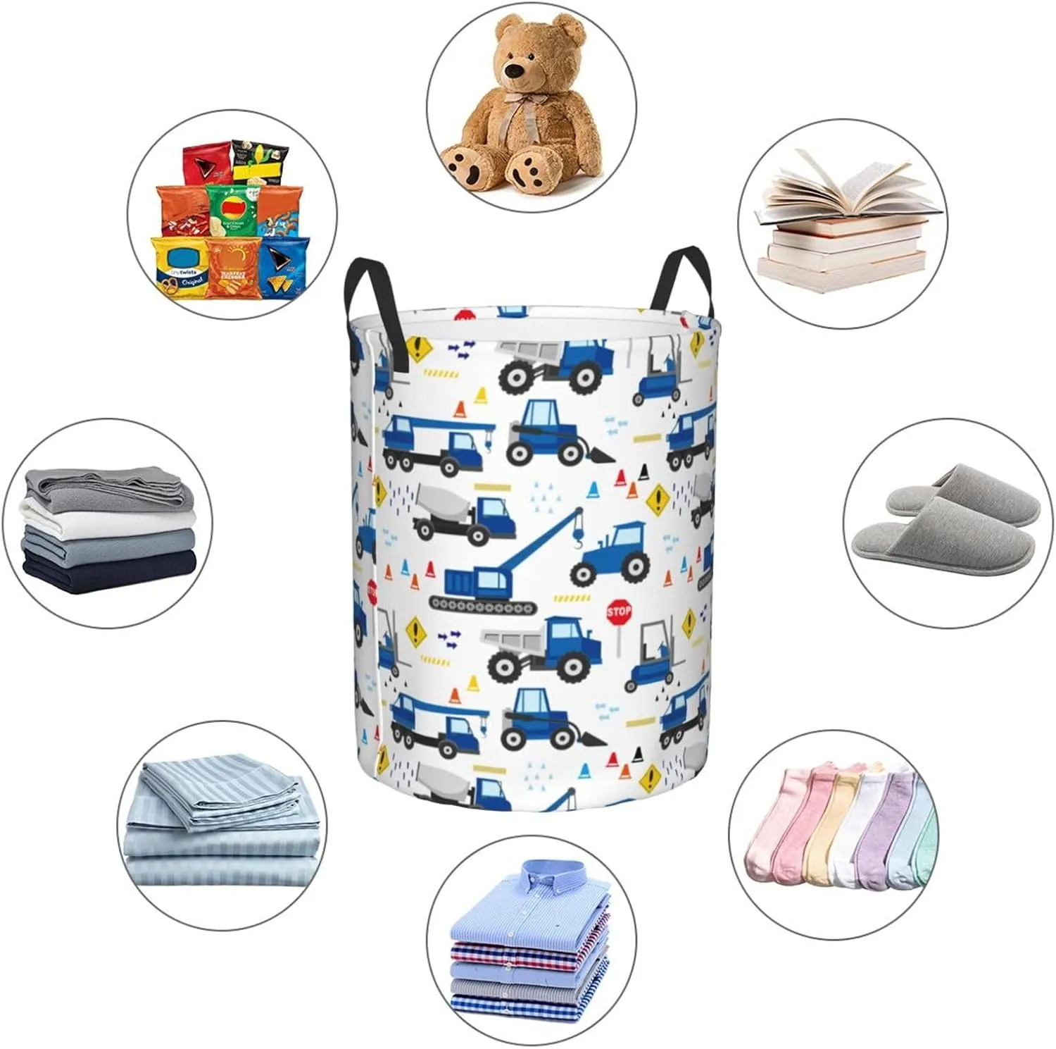 Cute Truck Tractor Laundry Basket Cartoon Construction Laundry Hamper Funny Car Small Laundry Hamper With Handle, For Room Decor, Nursery Hamper,Gift Baskets,Toys，Home Organizer