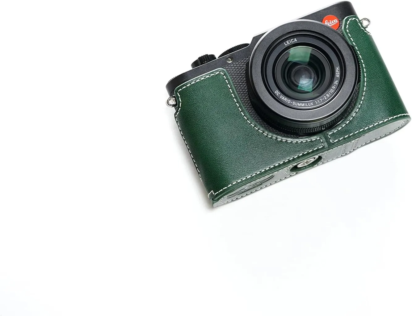 D-Lux 8 Camera Case, Handmade Genuine Real Leather Half Camera Case Bag Cover for Leica D-Lux 8 Camera Bottom Opening Version   Hand Strap (Green)