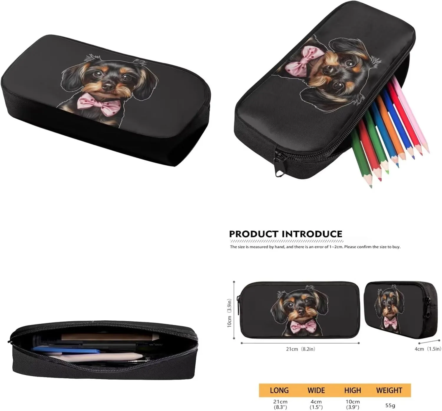 Dachshund Dog Backpack and Lunch Bag Set for Girls Boys School Bags 7-10/10-12 Middle School Bookbag With Lunch Box Pencil Case Kids Water Bottle Holder for Walking Casual Daypack