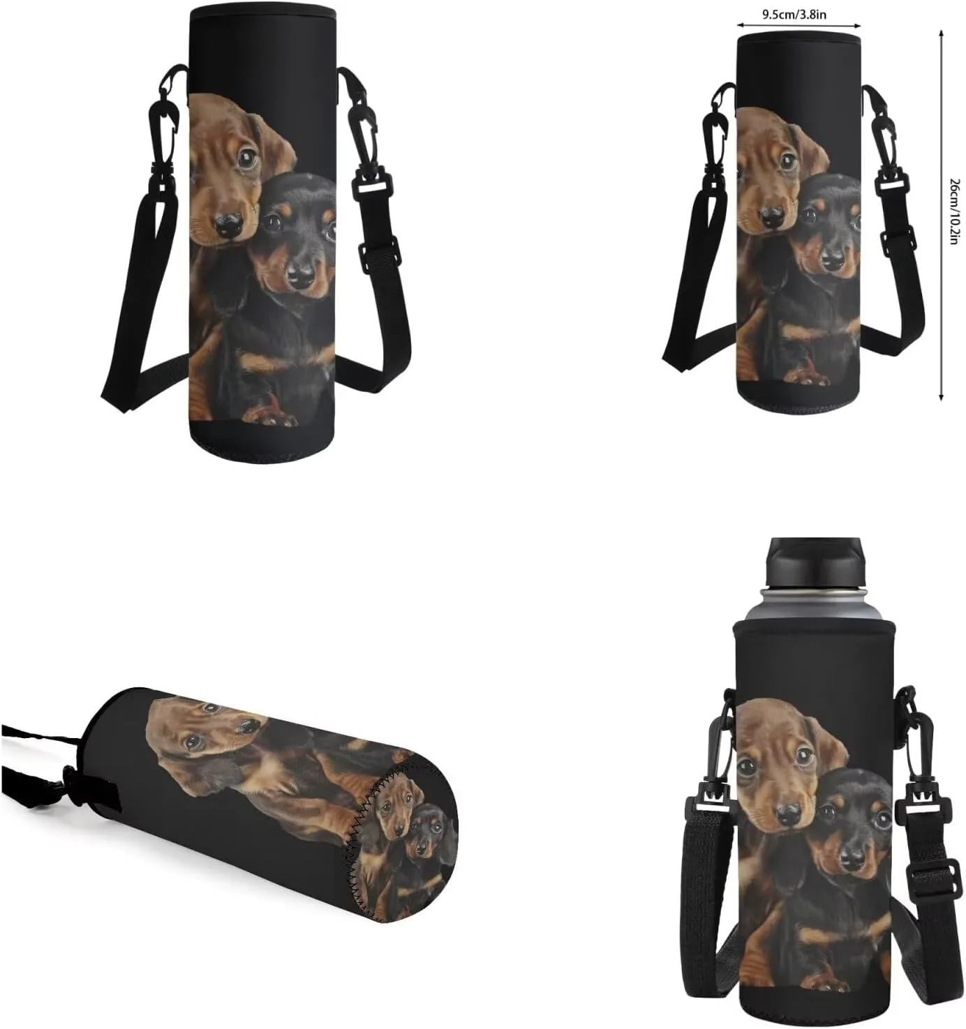 Dachshund Dog Backpack for School Boys 8-10/10-12 School Bag With Lunch Box Pencil Case Water Bottle Holder 16oz 24oz 32oz Elementary Middle High Bookbag Kids Schoolbag Set 4 In 1
