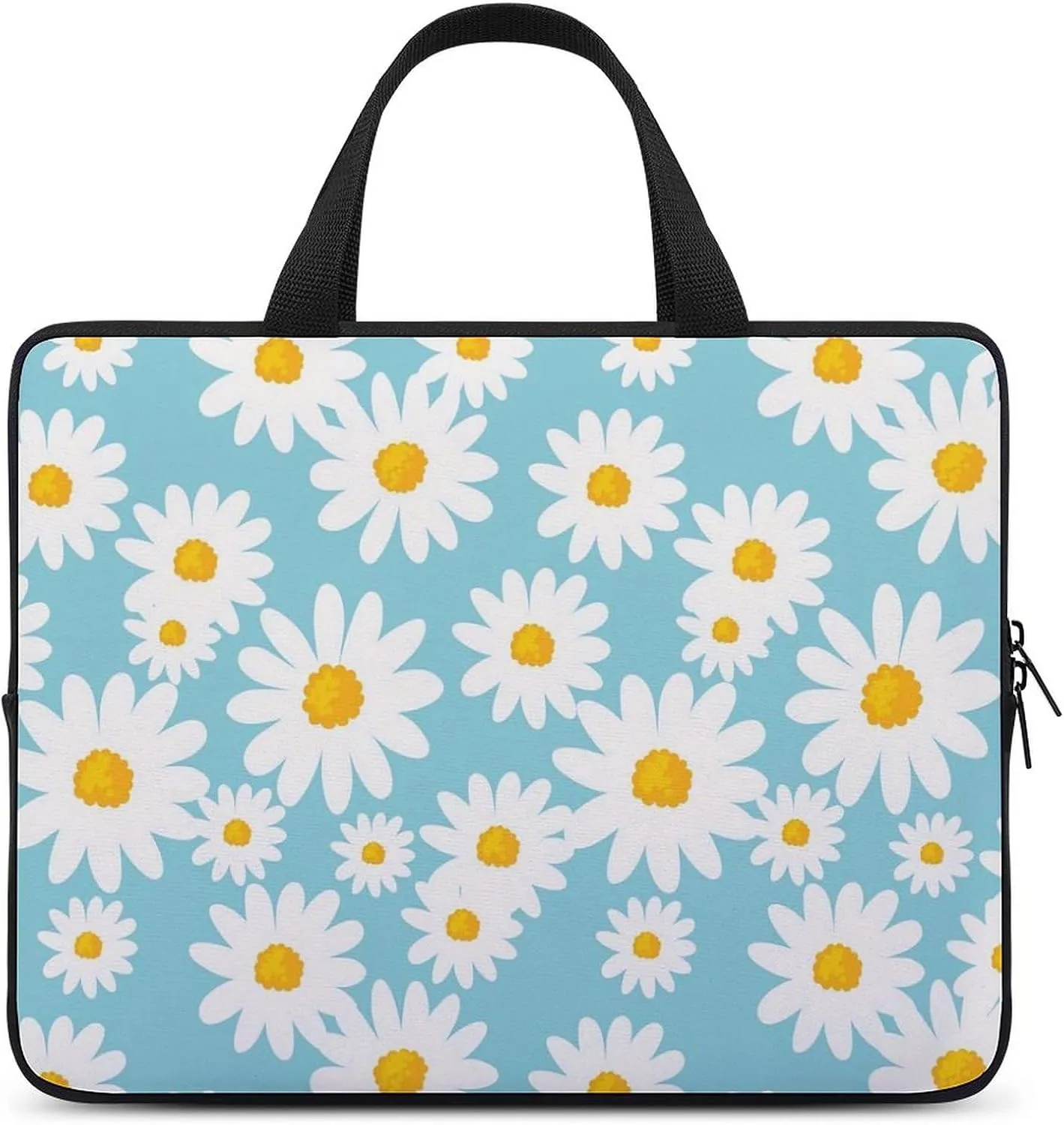 Daisy Flower Blue Laptop Bag Waterproof Dustproof Crack Proof Large Capacity
