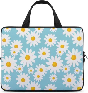Daisy Flower Blue Laptop Bag Waterproof Dustproof Crack Proof Large Capacity