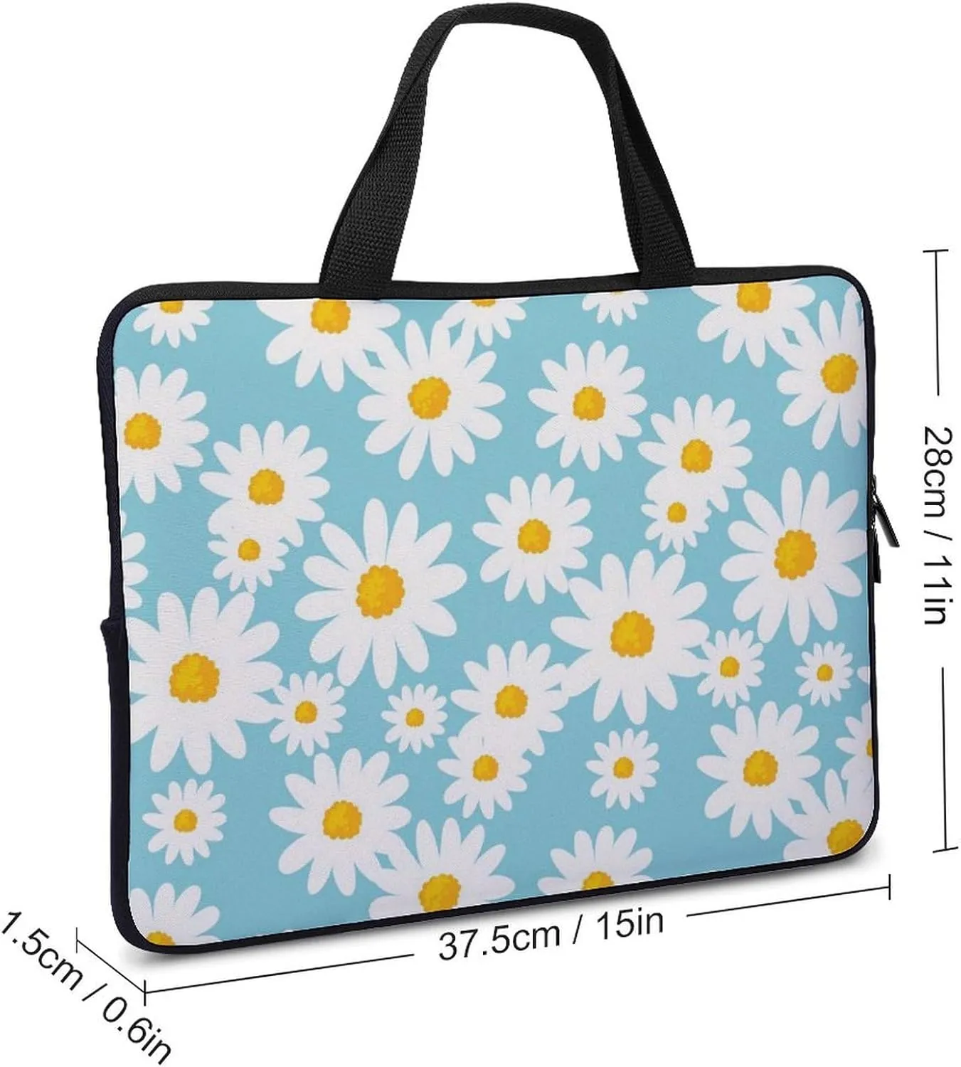 Daisy Flower Blue Laptop Bag Waterproof Dustproof Crack Proof Large Capacity