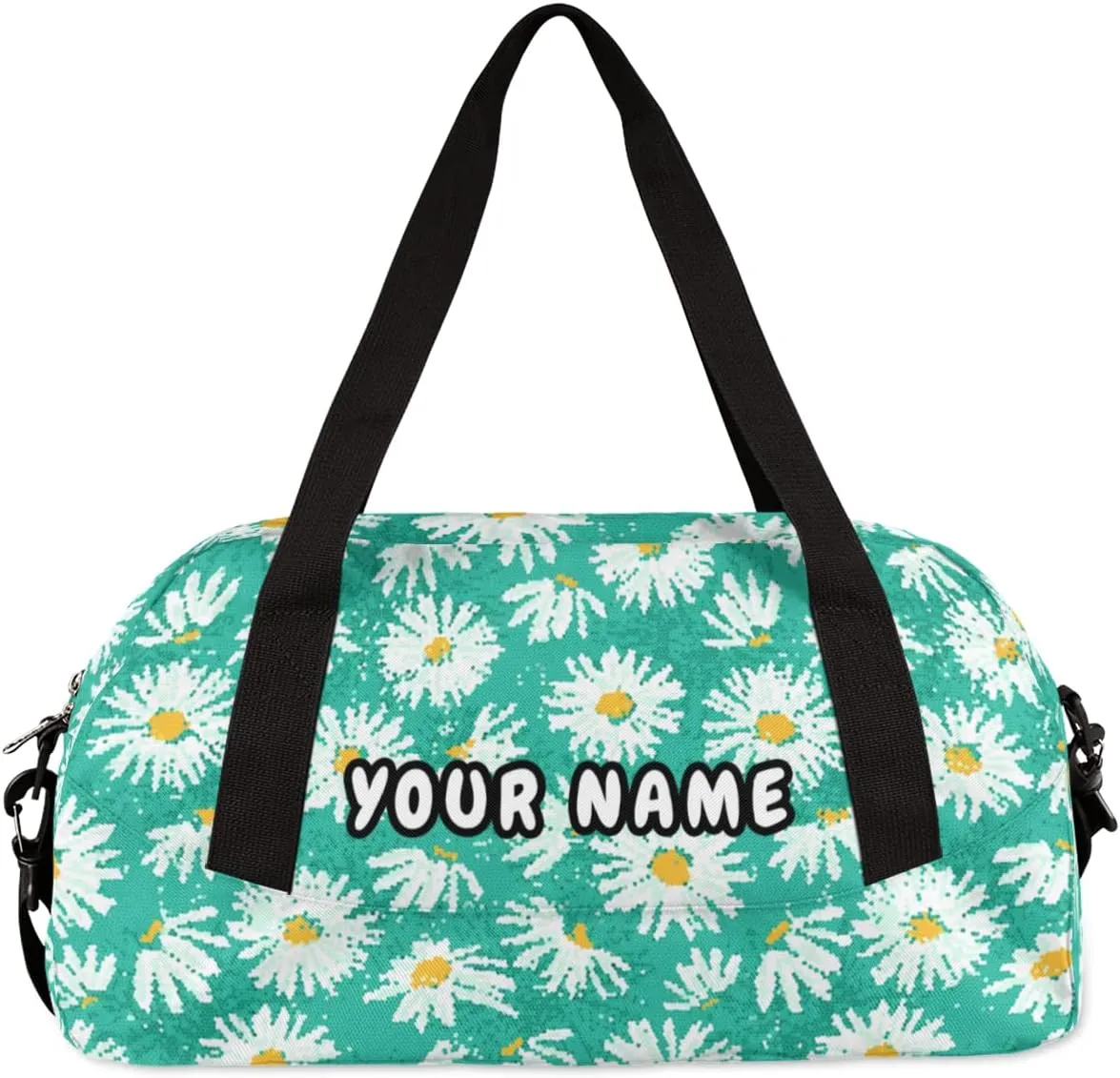 Daisy Flower Personalized Kids Duffel Bag for Girls Boys, Daisy Debris Custom Dance Bag Overnight Small Duffel Bag Carry On Weekend Sports Travel Bag for School Practice Gymnastics Ballet