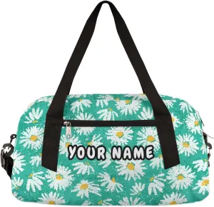 Daisy Flower Personalized Kids Duffel Bag for Girls Boys, Daisy Debris Custom Dance Bag Overnight Small Duffel Bag Carry On Weekend Sports Travel Bag for School Practice Gymnastics Ballet