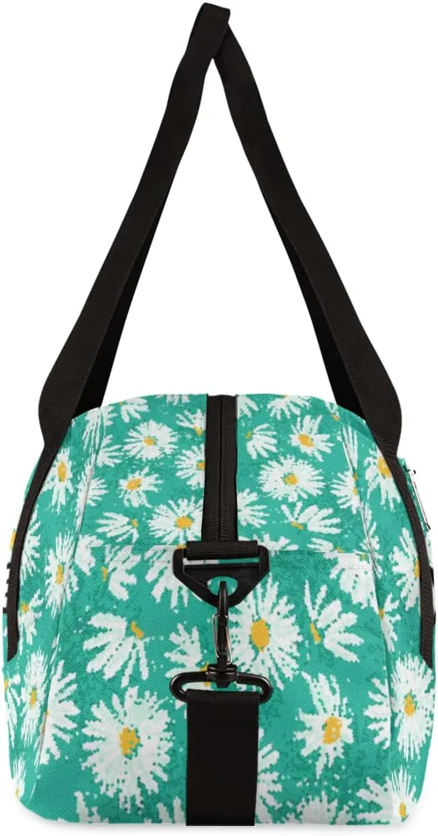 Daisy Flower Personalized Kids Duffel Bag for Girls Boys, Daisy Debris Custom Dance Bag Overnight Small Duffel Bag Carry On Weekend Sports Travel Bag for School Practice Gymnastics Ballet