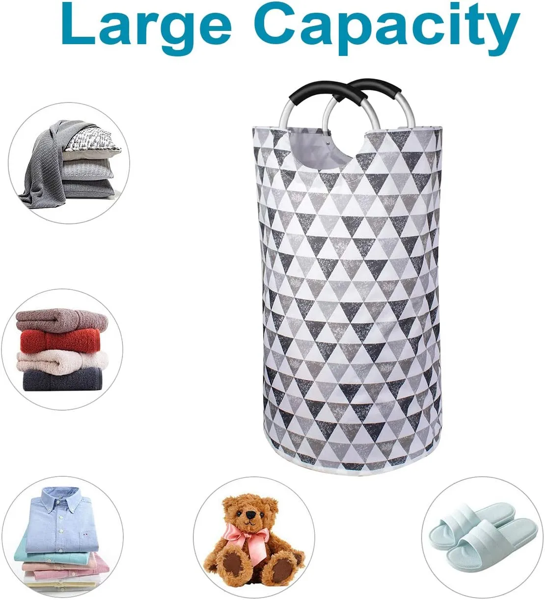 Dalykate Large Laundry Basket 82L Collapsible Oxford Fabric Laundry Hamper Foldable Clothes Laundry Bag with Handles Waterproof Washing Bin Portable Dirty Clothes Basket for College Dorm, Family