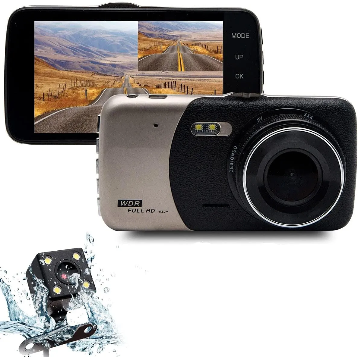 Dash Camera for Cars, Maso 4" 1080P HD Dual Lens DVR IPS FHD Dashboard Cam 170° Wide Angle in Car Vehicle Driving DVR Recorder with G-Sensor Parking Monitor WDR Loop Recording Night Vision