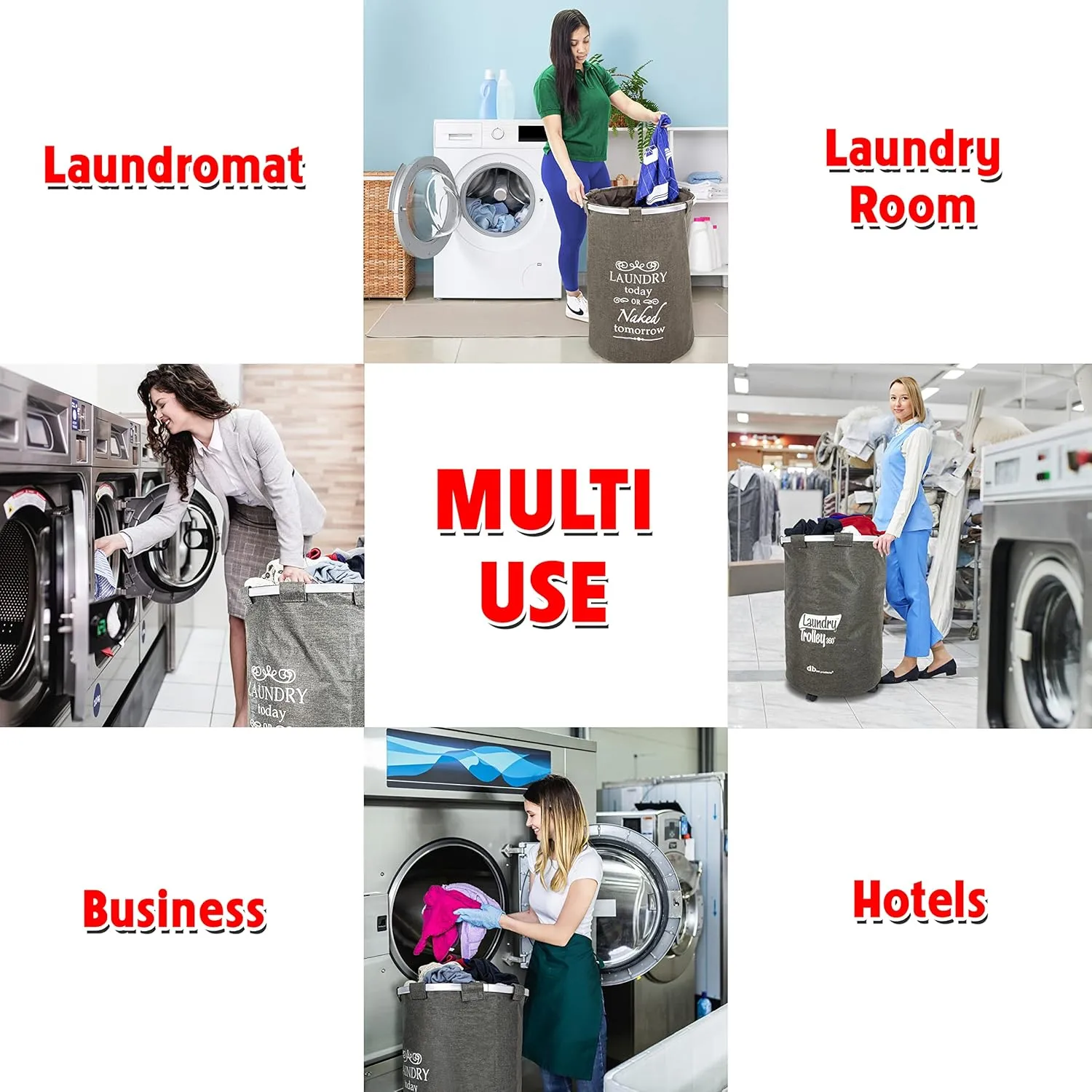 dbest products Bigger Laundry Trolley 360 Rolling Hamper Basket on wheels Bag Cart Large Capacity with Removable Liner for Dirty Clothes Drawstring Cover 4 Swivels, Brown