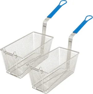 Deep Fryer Basket | 2 Pack | Commercial Fry Basket with Handle | 13.25" x 6.5" x 5.9" | Heavy Duty Restaurant Quality