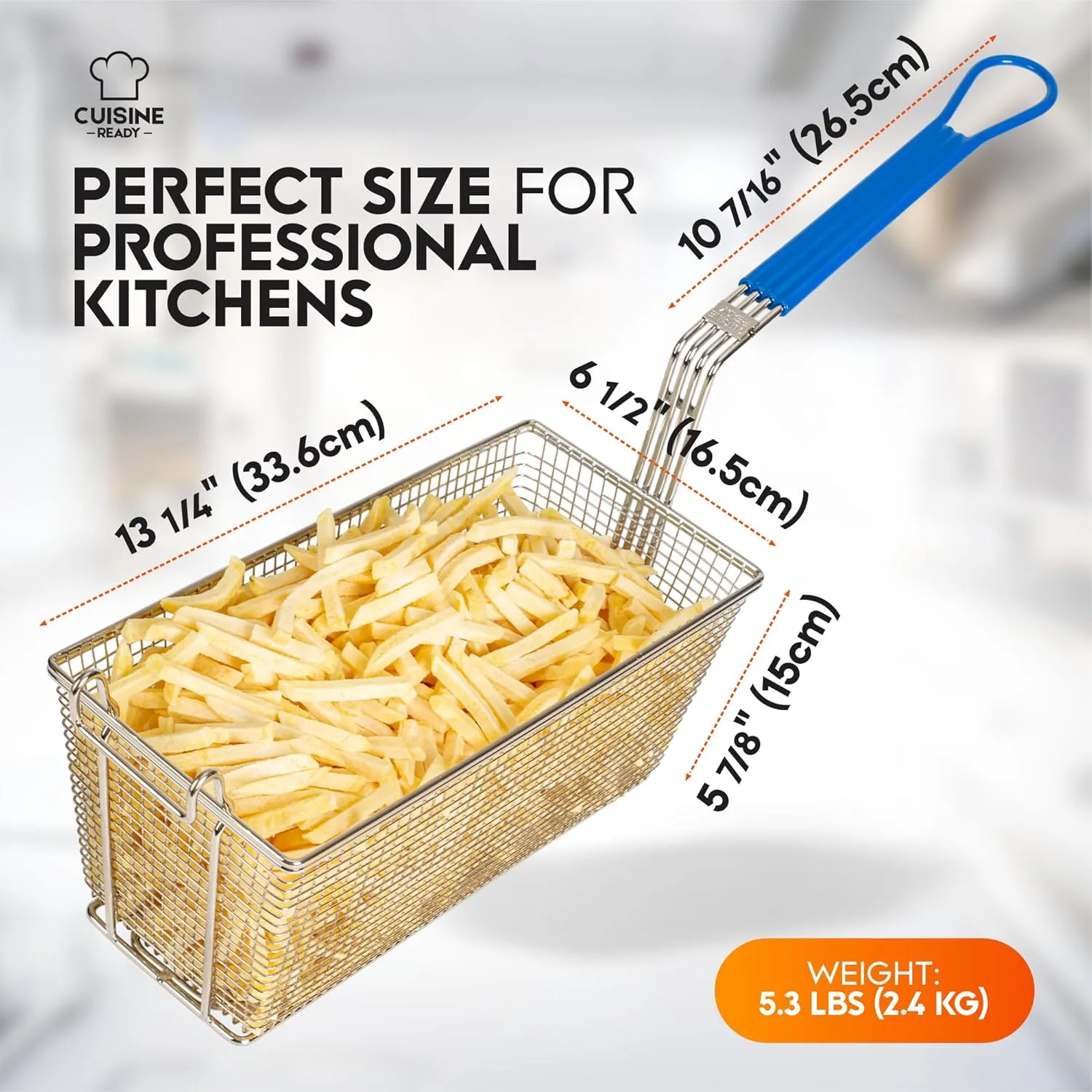 Deep Fryer Basket | 2 Pack | Commercial Fry Basket with Handle | 13.25" x 6.5" x 5.9" | Heavy Duty Restaurant Quality