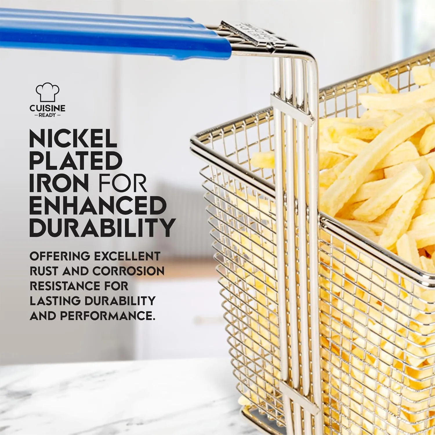 Deep Fryer Basket | 2 Pack | Commercial Fry Basket with Handle | 13.25" x 6.5" x 5.9" | Heavy Duty Restaurant Quality