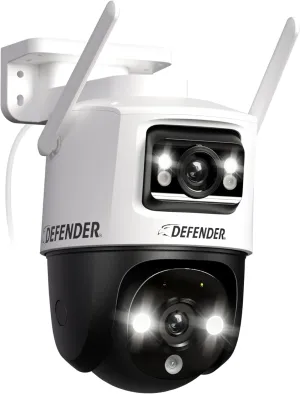Defender AI Powered Guard Pro 3K Plus Dual Lens PTZ WiFi 6/Bluetooth Security Camera, Plug-in Power Cameras for Home Security, AI Human/Vehicle Detection, 1 x 64 GB SD Card, Mobile App 1 Pack