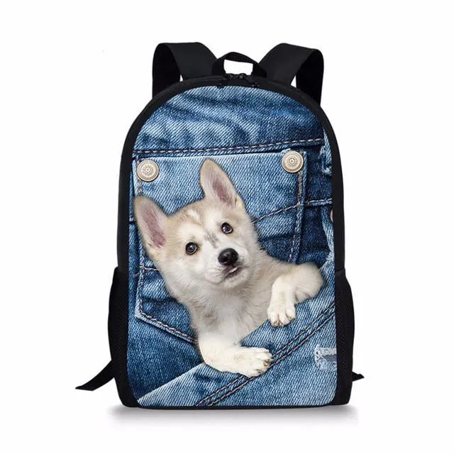 Denim Cat - Primary School Bag