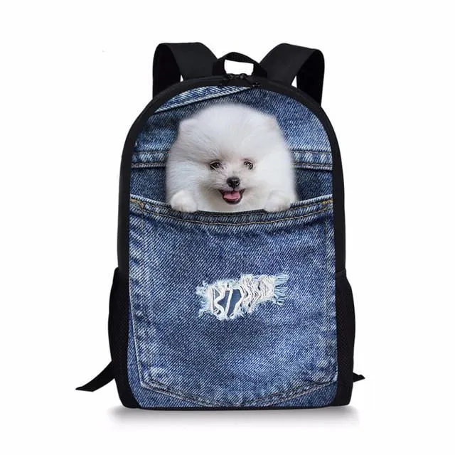 Denim Cat - Primary School Bag
