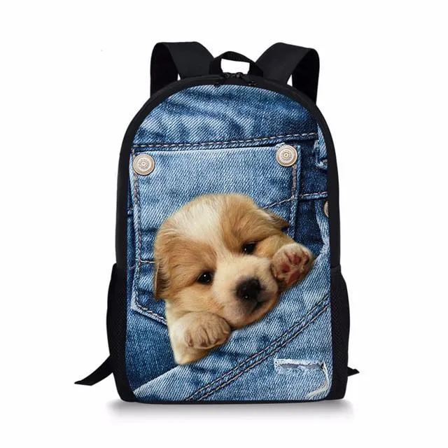 Denim Cat - Primary School Bag