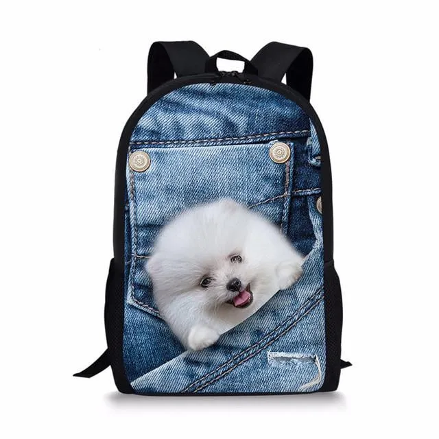 Denim Cat - Primary School Bag