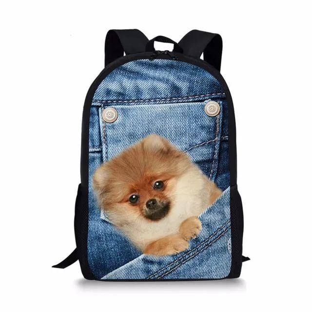 Denim Cat - Primary School Bag