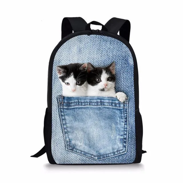 Denim Cat - Primary School Bag