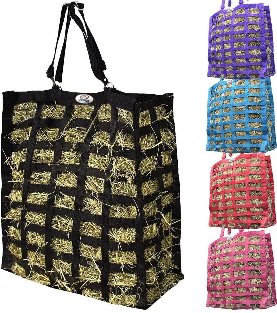 Derby Originals Supreme 4-Sided Slow Feed Hay Bag – Patented, 1-Year Warranty, 3.5" & 1.75" Openings