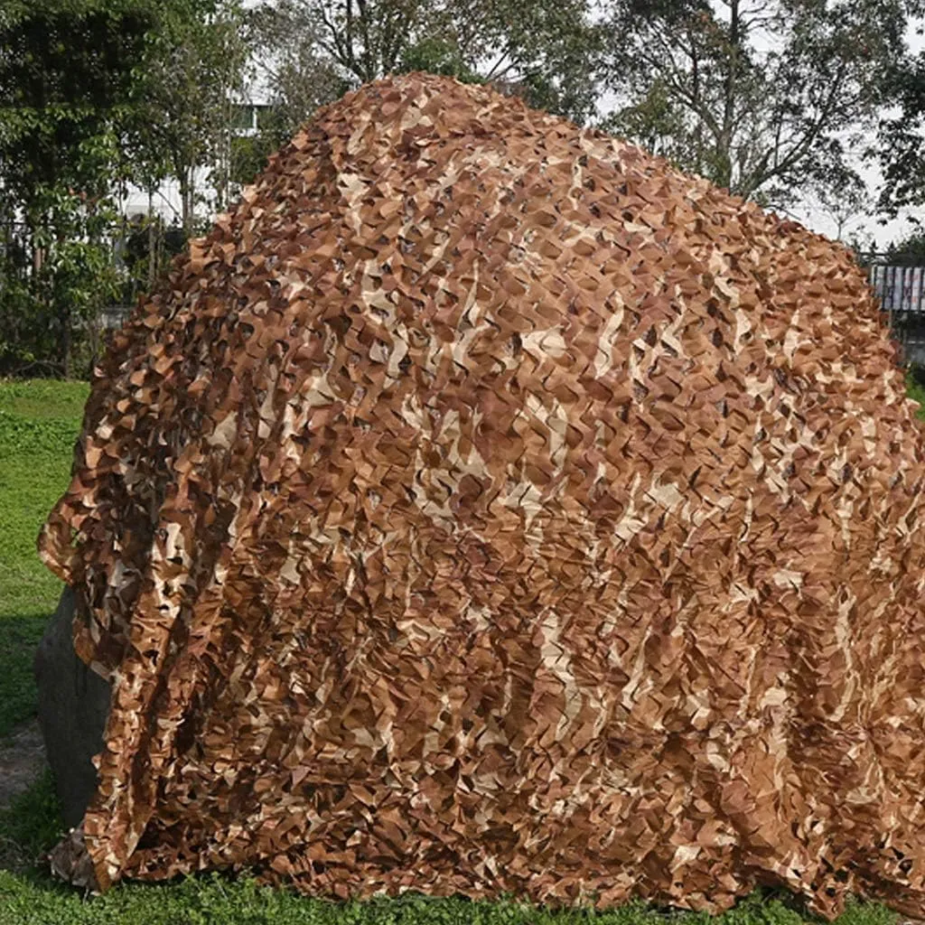 Desert Woodland Camo Netting Truck Sunshading Net Cover Oxford Fabric Hunting Reinforced Camouflage Net Greenhouse Plant Net Cover for Hunting Camping Hiding